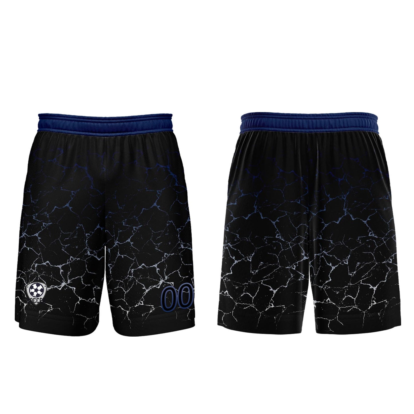 Benutzerdefinierte Schwarz Tiefblau Trikots für Männer Frauen Personalisierte Fußball Uniformen für Erwachsene und Kind
