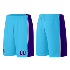 Individuelle Hellblau Lila Basketball Jersey Shorts für Männer und Frauen Gestickter und gedruckter Name, Nummer und Logo
