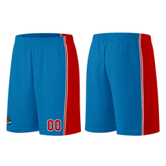 Individuelle Blau-Rot Basketball Jersey Shorts für Männer und Frauen Gestickter und gedruckter Name, Nummer und Logo