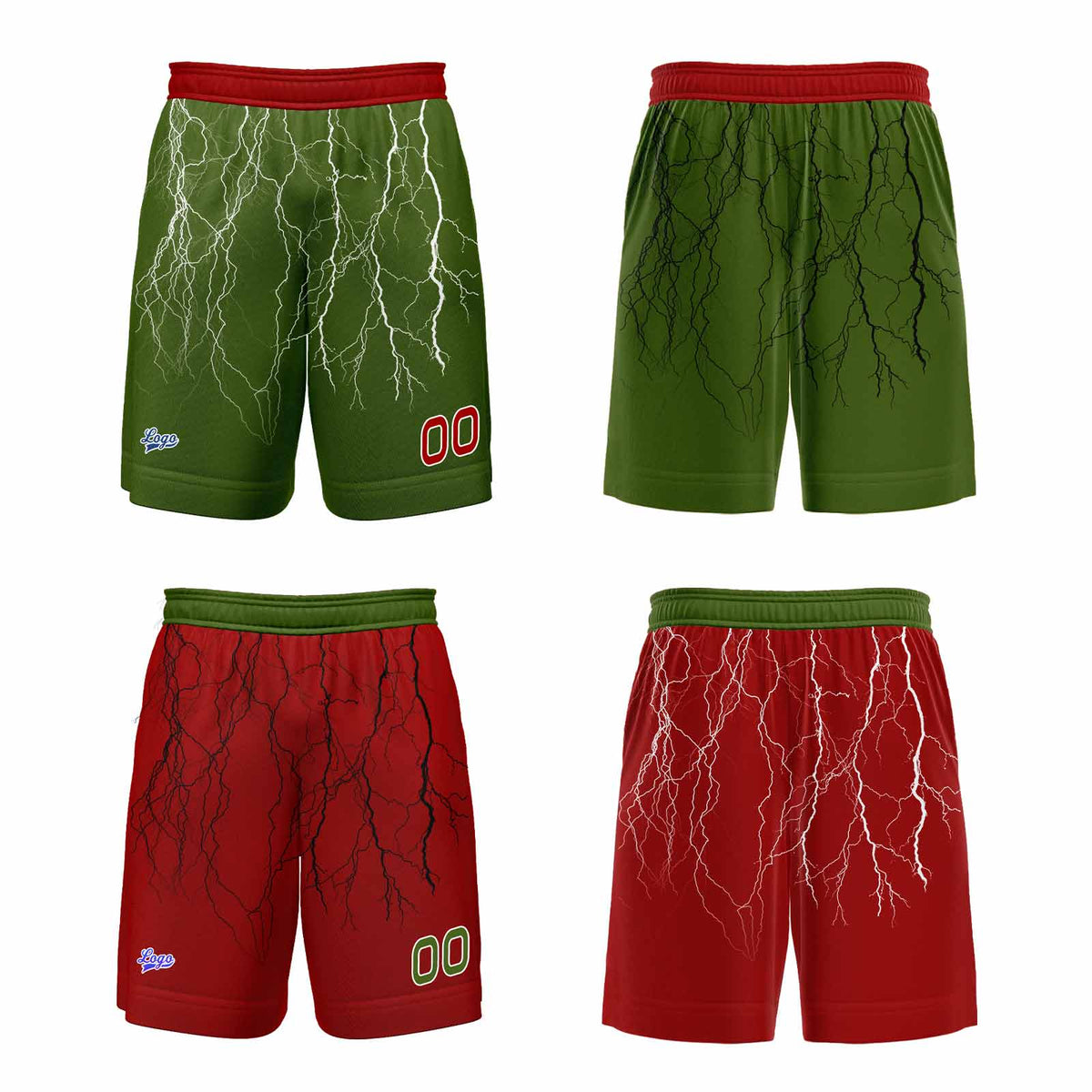 Benutzerdefinierte Rot Grün Reversible Basketball Jersey Personalisierte Print Name Nummer Logo