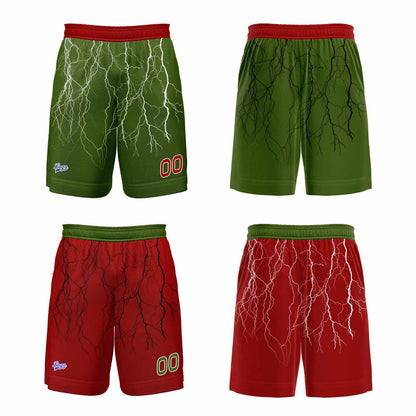Benutzerdefinierte Rot Grün Reversible Basketball Jersey Personalisierte Print Name Nummer Logo