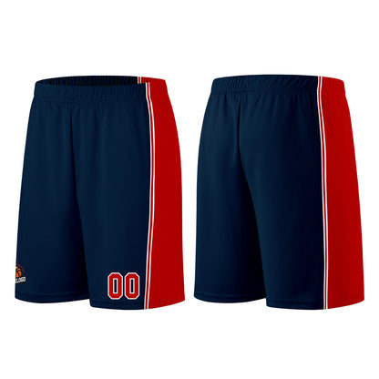 Individuelle Dunkelblau-Rot Basketball Jersey Shorts für Männer und Frauen Gestickter und gedruckter Name, Nummer und Logo