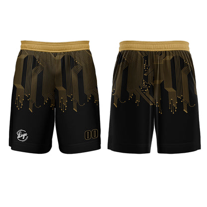 Kundenspezifisches Schwarz Gold Basketball Fußball Schießen langes T-Shirt für Erwachsene und Kinder