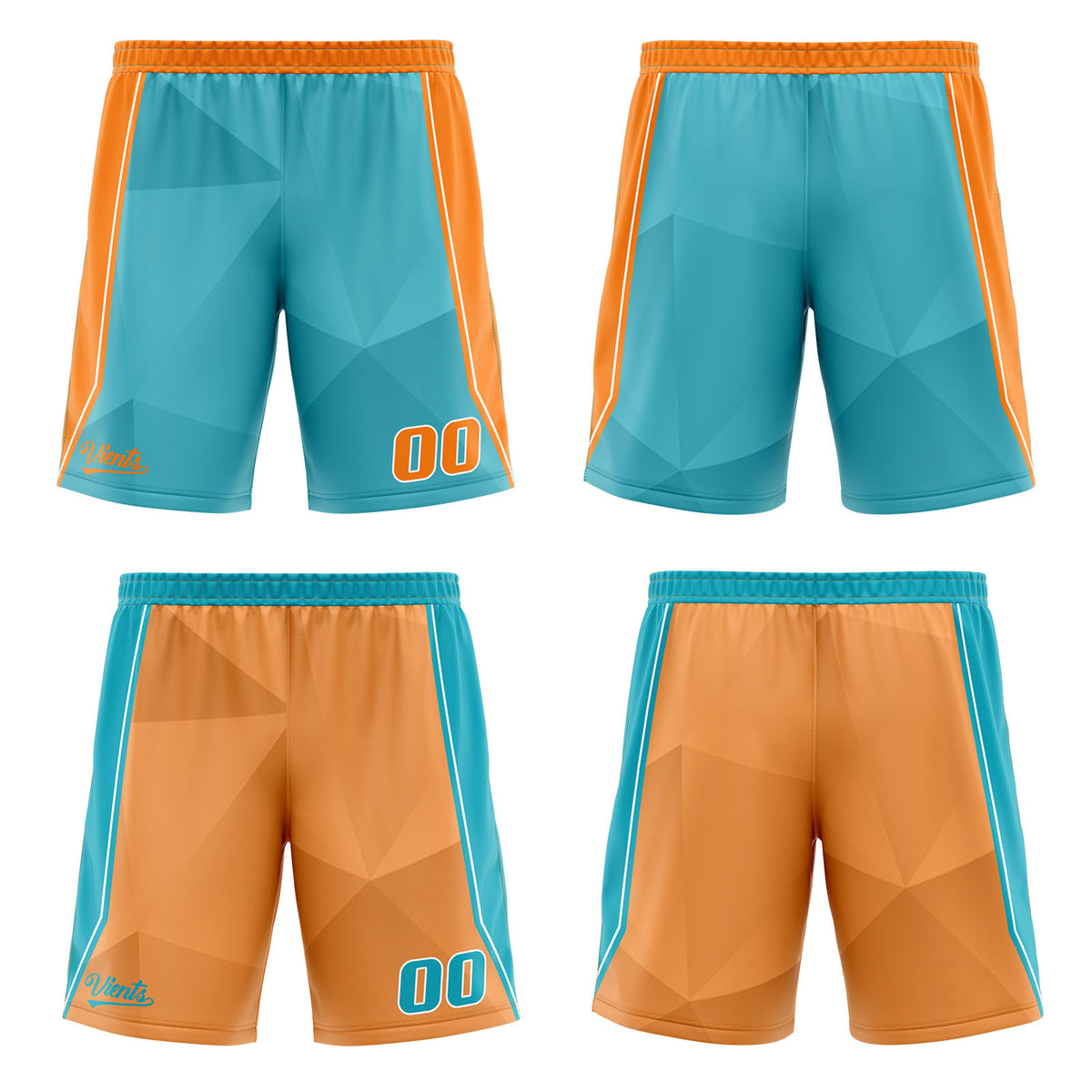 Benutzerdefinierte Cyan Orange Reversible Basketball Jersey Personalisierte Drucken Name Nummer Logo