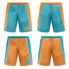 Benutzerdefinierte Cyan Orange Reversible Basketball Jersey Personalisierte Drucken Name Nummer Logo