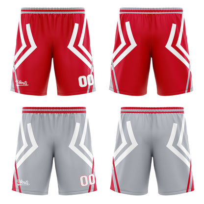 Benutzerdefinierte Rot Grau Reversible Basketball Jersey Personalisierte Drucken Name Nummer Logo
