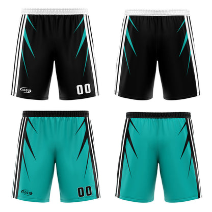 Benutzerdefinierte schwarz Cyan Reversible Basketball Jersey Personalisierte Drucken Name Nummer Logo