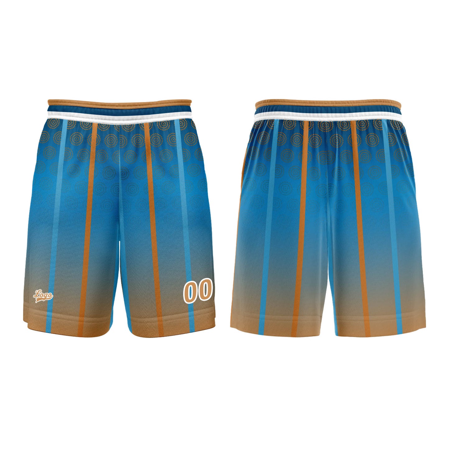 Benutzerdefinierter Blau Braun Basketball Jersey Uniform Anzug gedruckt Ihr Logo Name Nummer