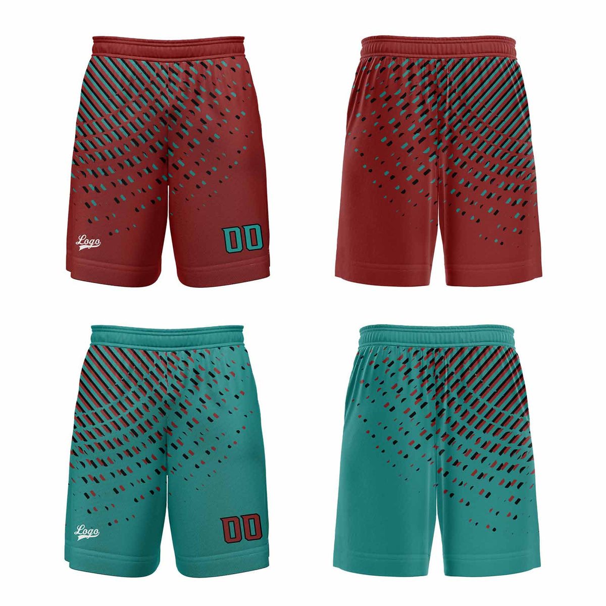 Benutzerdefinierte Cyan Rot Reversible Basketball Jersey Personalisierte Print Name Nummer Logo