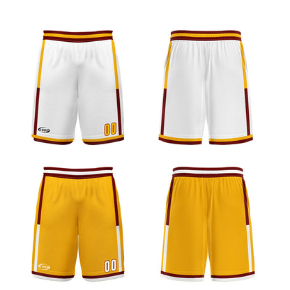 Benutzerdefinierte Weiß Gelb Reversible Basketball Jersey Personalisierte Drucken Name Nummer Logo