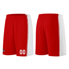 Individuelle Rot Weiß Basketball Jersey Shorts für Männer und Frauen Gestickter und gedruckter Name, Nummer und Logo