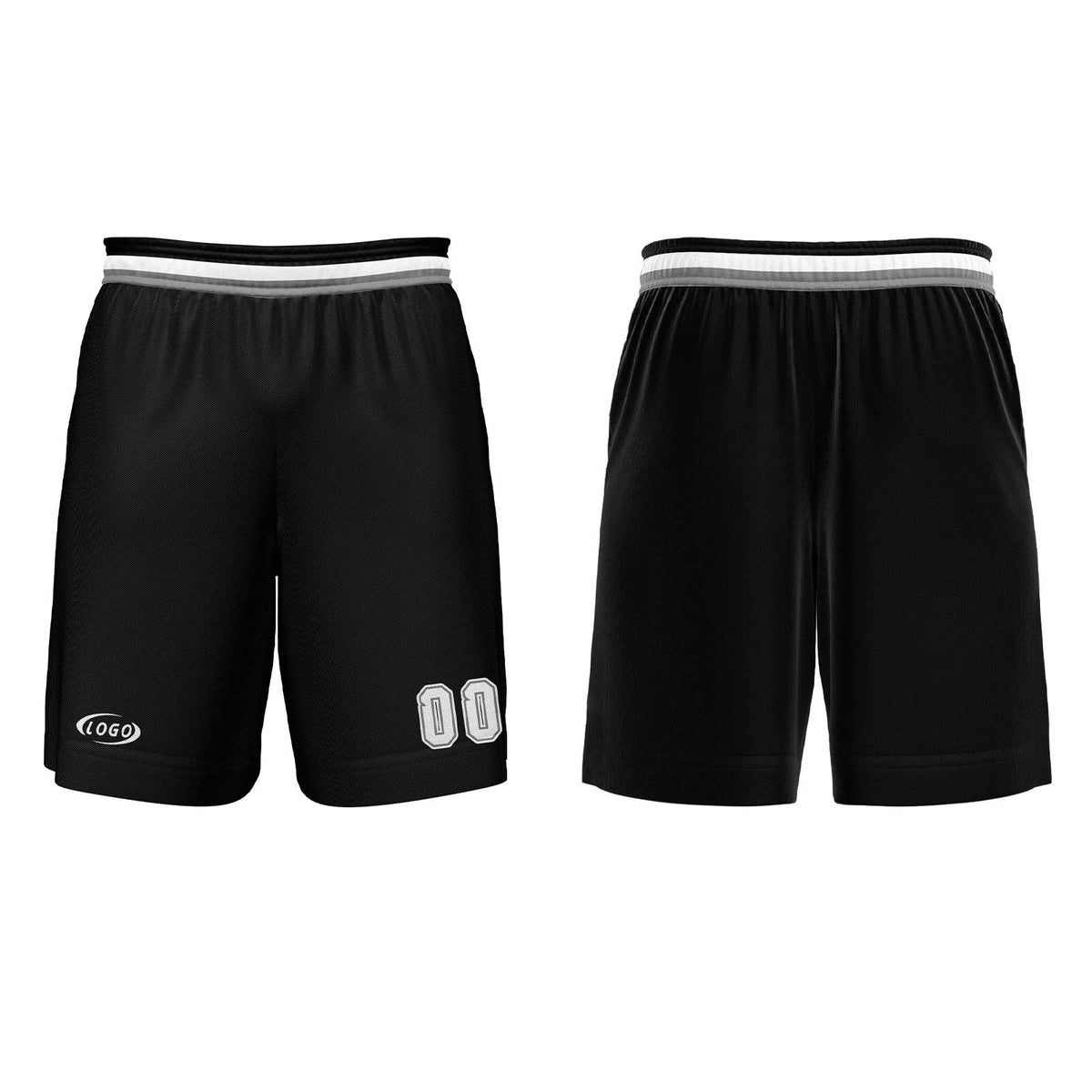 Benutzerdefinierter Schwarz Grau Weiß Basketball Jersey Uniform Anzug gedruckt Ihr Logo Name Nummer