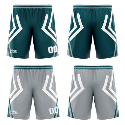 Benutzerdefinierte Langweilig Grün Grau Reversible Basketball Jersey Personalisierte Drucken Name Nummer Logo
