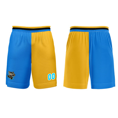 Benutzerdefinierter Blau Gelb Basketball Jersey Uniform Anzug gedruckt Ihr Logo Name Nummer