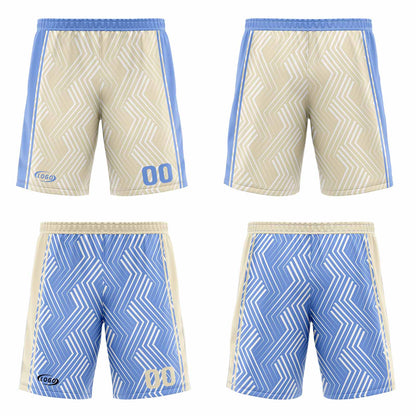 Benutzerdefinierte Creme Blau Reversible Basketball Jersey Personalisierte Drucken Name Nummer Logo