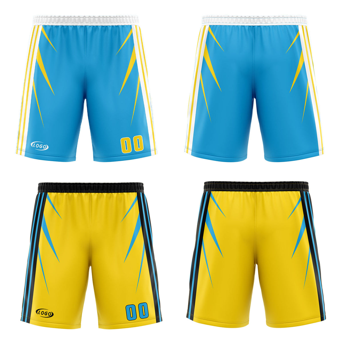 Benutzerdefinierte Blau Gelb Reversible Basketball Jersey Personalisierte Drucken Name Nummer Logo