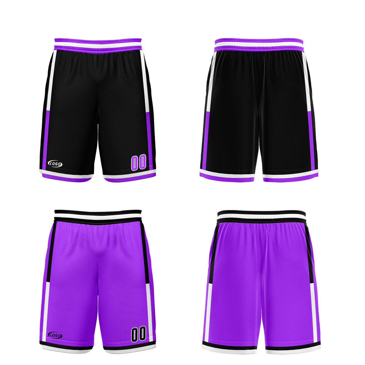 Benutzerdefinierte Schwarz Neonlila Reversible Basketball Jersey Personalisierte Drucken Name Nummer Logo