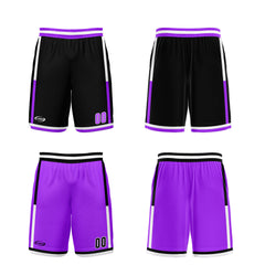 Benutzerdefinierte Schwarz Neonlila Reversible Basketball Jersey Personalisierte Drucken Name Nummer Logo