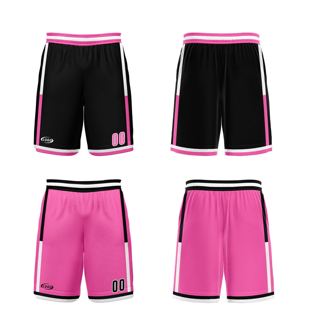 Benutzerdefinierte Schwarz Rosa Reversible Basketball Jersey Personalisierte Drucken Name Nummer Logo