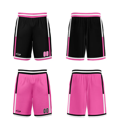 Benutzerdefinierte Schwarz Rosa Reversible Basketball Jersey Personalisierte Drucken Name Nummer Logo