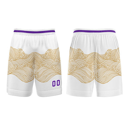 Benutzerdefinierter Gelb Violett Basketball Jersey Uniform Anzug gedruckt Ihr Logo Name Nummer