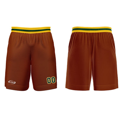 Benutzerdefinierter Braun Grün Gelb Weiß Basketball Jersey Uniform Anzug gedruckt Ihr Logo Name Nummer