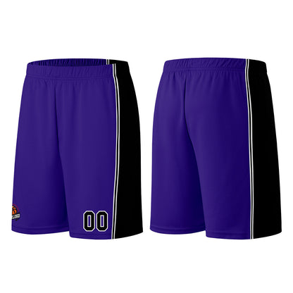 Individuelle Lila Schwarz Basketball Jersey Shorts für Männer und Frauen Gestickter und gedruckter Name, Nummer und Logo