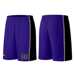 Individuelle Lila Schwarz Basketball Jersey Shorts für Männer und Frauen Gestickter und gedruckter Name, Nummer und Logo