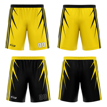 Benutzerdefinierte Gelb Schwarz Reversible Basketball Jersey Personalisierte Drucken Name Nummer Logo