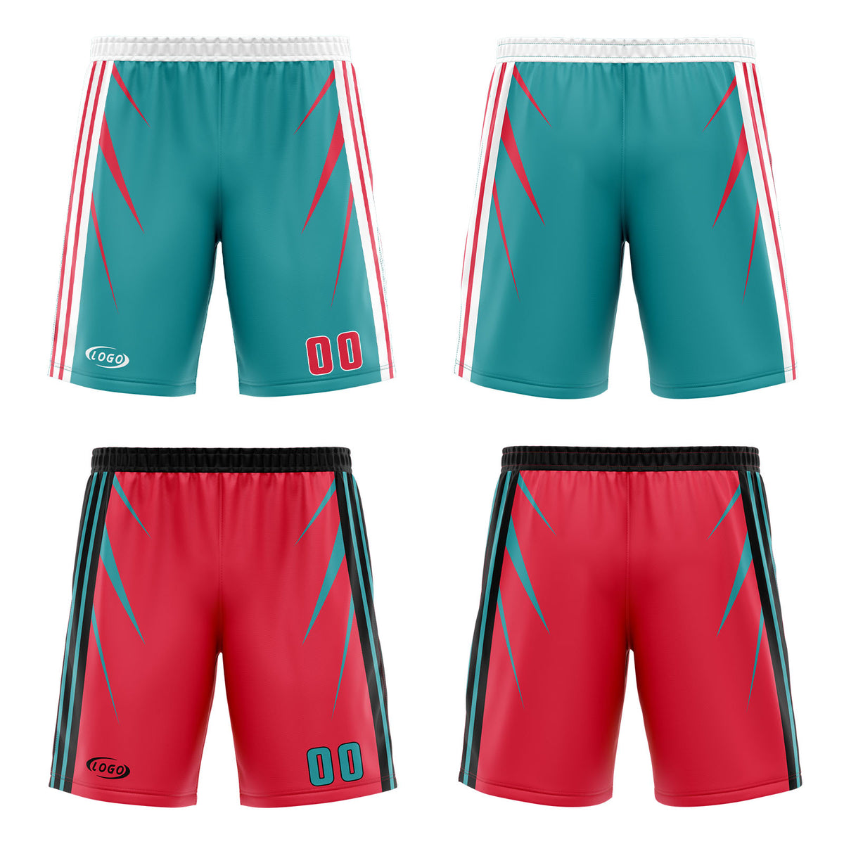 Benutzerdefinierte Cyan Rot Reversible Basketball Jersey Personalisierte Drucken Name Nummer Logo