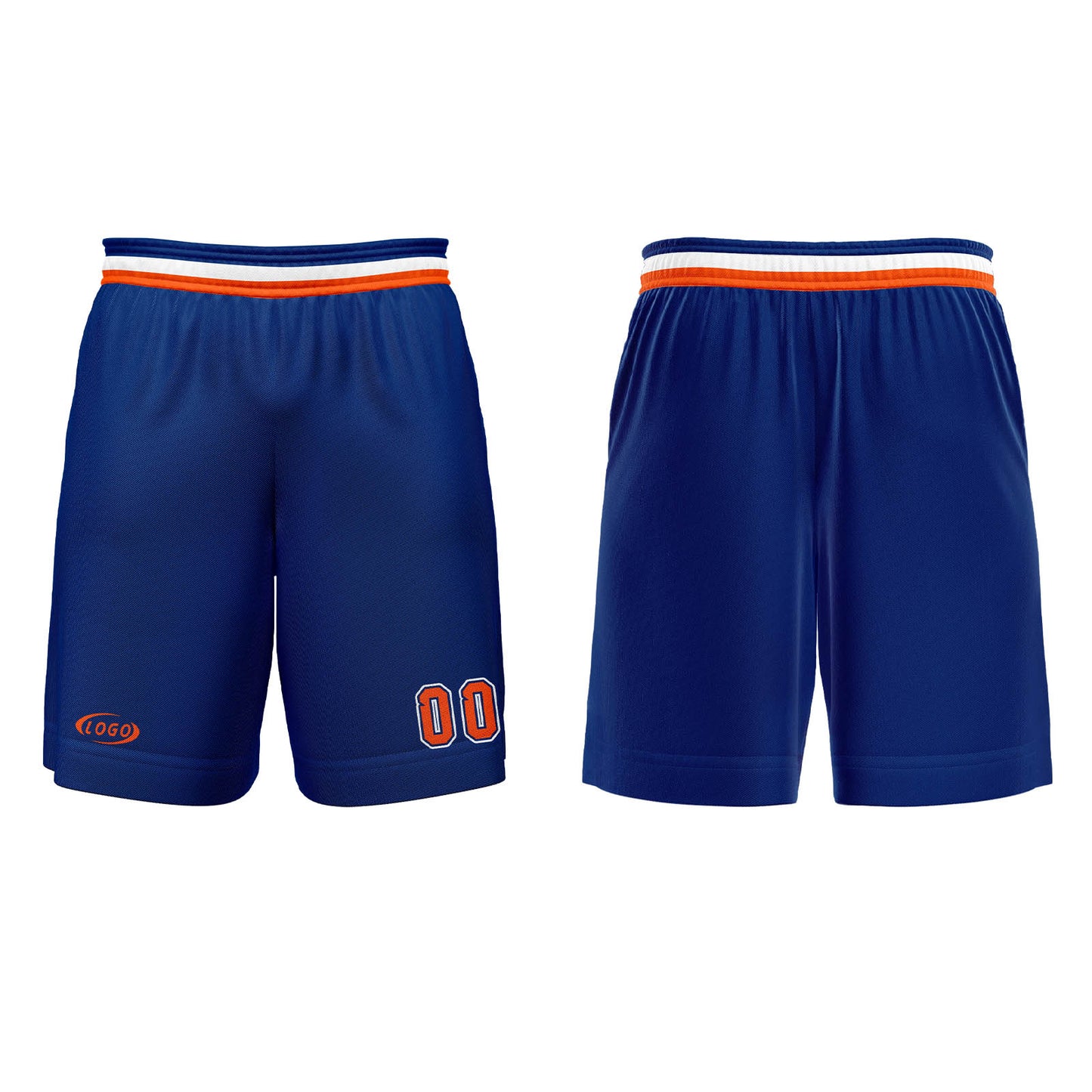 Benutzerdefinierter Blau Orange Weiß Basketball Jersey Uniform Anzug gedruckt Ihr Logo Name Nummer