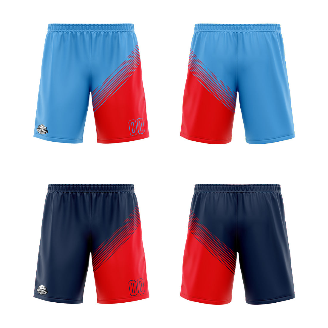 Benutzerdefinierte Blau Rot Reversible Basketball Jersey Personalisierte Print Name Nummer Logo