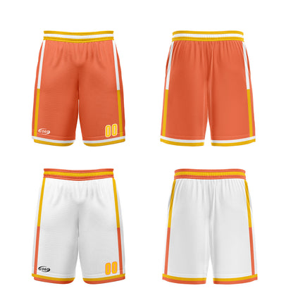 Benutzerdefinierte Orange Weiß Gelb Reversible Basketball Jersey Personalisierte Drucken Name Nummer Logo