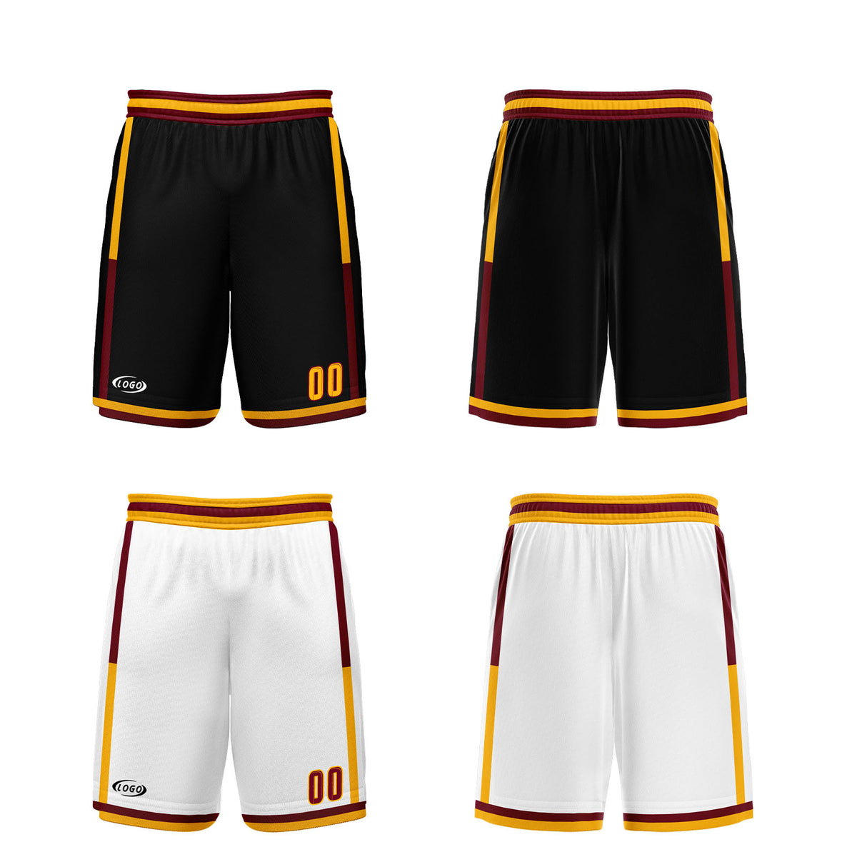 Benutzerdefinierte Schwarz Weiß Gelb Reversible Basketball Jersey Personalisierte Drucken Name Nummer Logo