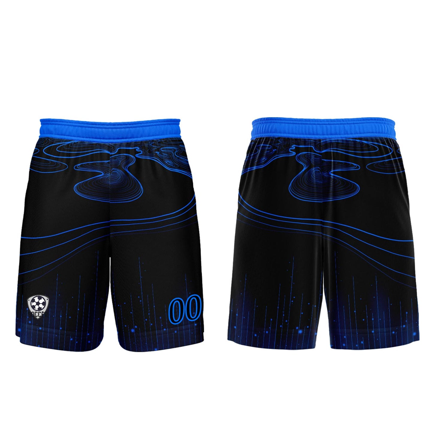Benutzerdefinierte Schwarz Blau Trikots für Männer Frauen Personalisierte Fußball Uniformen für Erwachsene und Kind