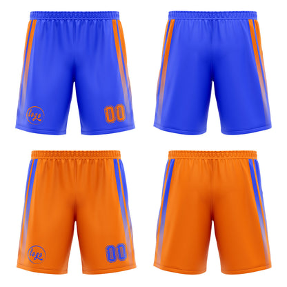 Benutzerdefinierte Blau Orange Reversible Basketball Jersey Personalisierte Print Name Nummer Logo