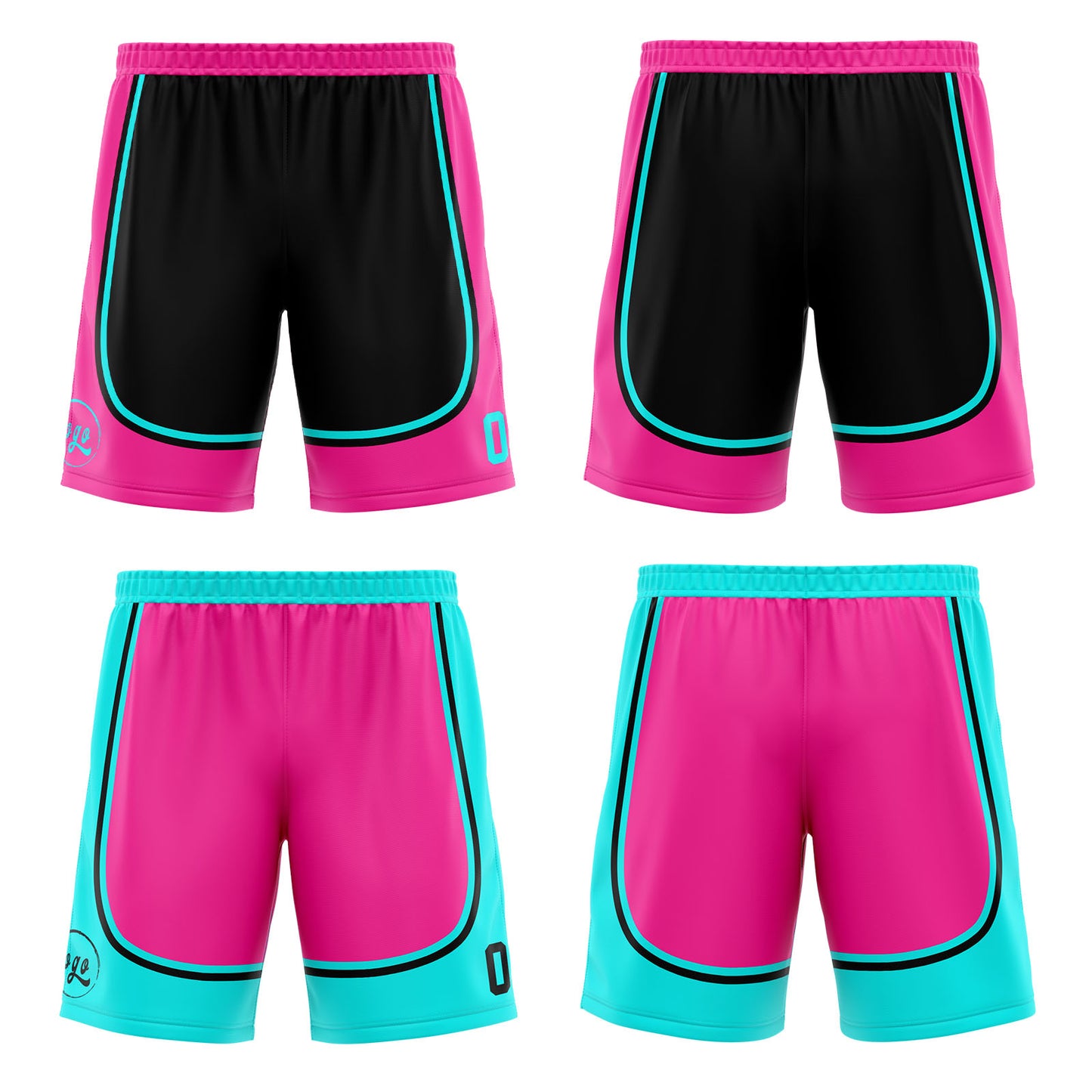 Benutzerdefinierte Schwarz Rosa Hellblau Reversible Basketball Jersey Personalisierte Print Name Nummer Logo