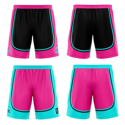 Benutzerdefinierte Schwarz Rosa Hellblau Reversible Basketball Jersey Personalisierte Print Name Nummer Logo