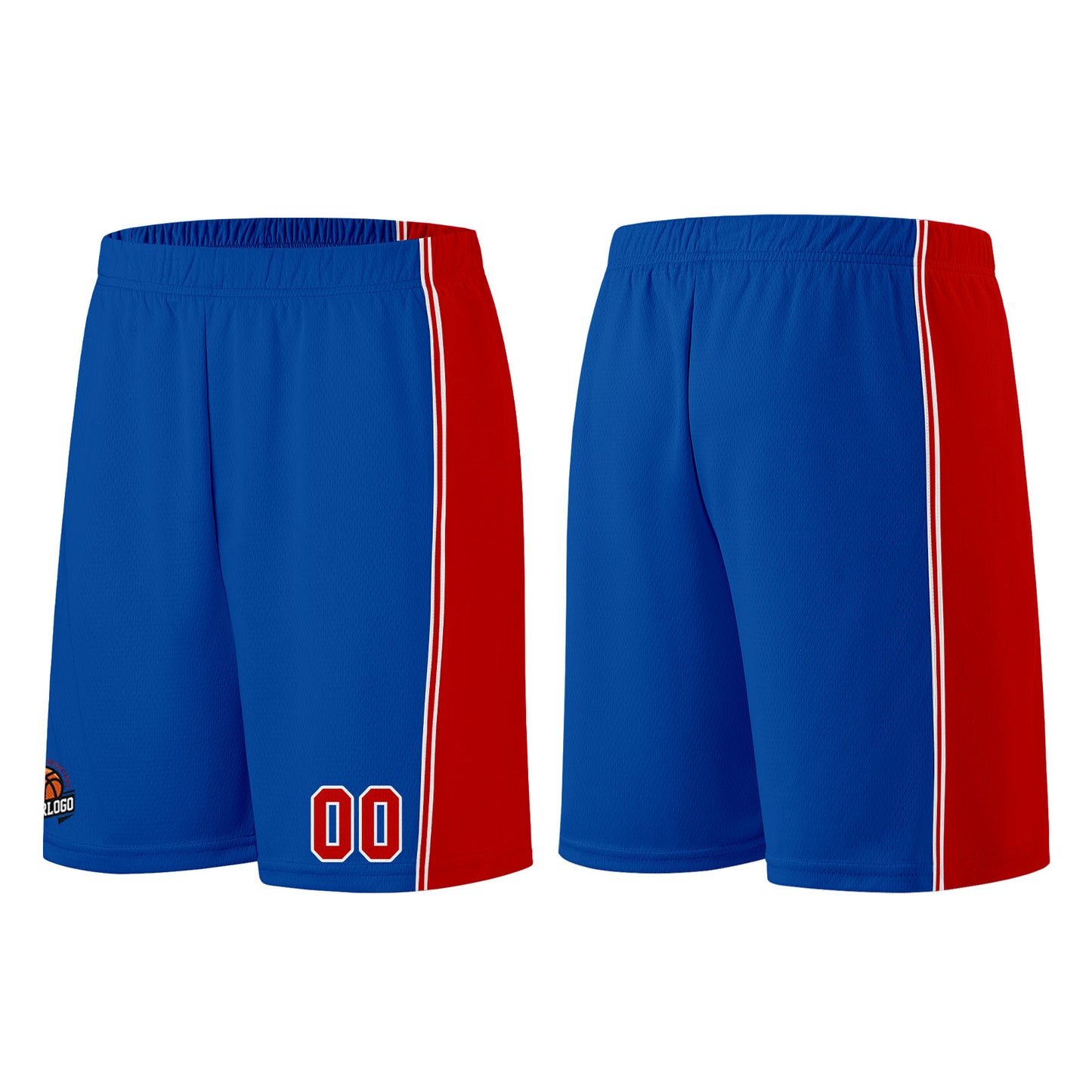 Individuelle Königlich-Rot Basketball Jersey Shorts für Männer und Frauen Gestickter und gedruckter Name, Nummer und Logo