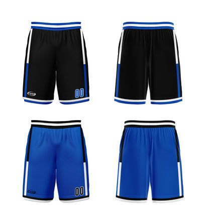 Benutzerdefinierte Schwarz Blau Reversible Basketball Jersey Personalisierte Drucken Name Nummer Logo