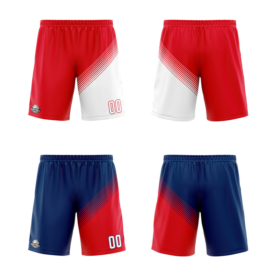 Benutzerdefinierte Rot Weiß Reversible Basketball Jersey Personalisierte Print Name Nummer Logo