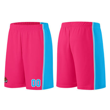 Individuelle Rosa-Hellblau Basketball Jersey Shorts für Männer und Frauen Gestickter und gedruckter Name, Nummer und Logo