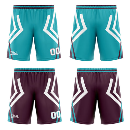 Benutzerdefinierte Cyan Jahrgang Lila Reversible Basketball Jersey Personalisierte Drucken Name Nummer Logo