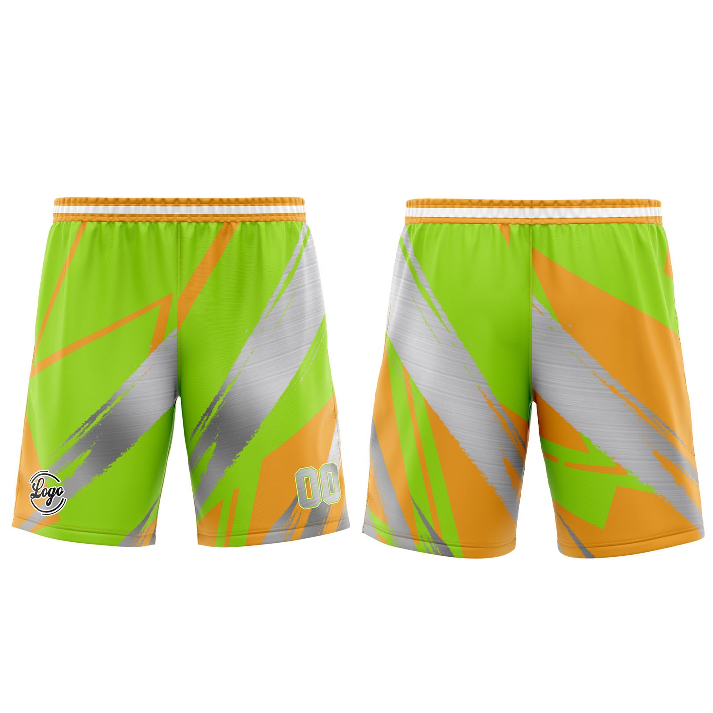Benutzerdefinierter Grün Orange Grau Basketball Jersey Uniform Anzug gedruckt Ihr Logo Name Nummer