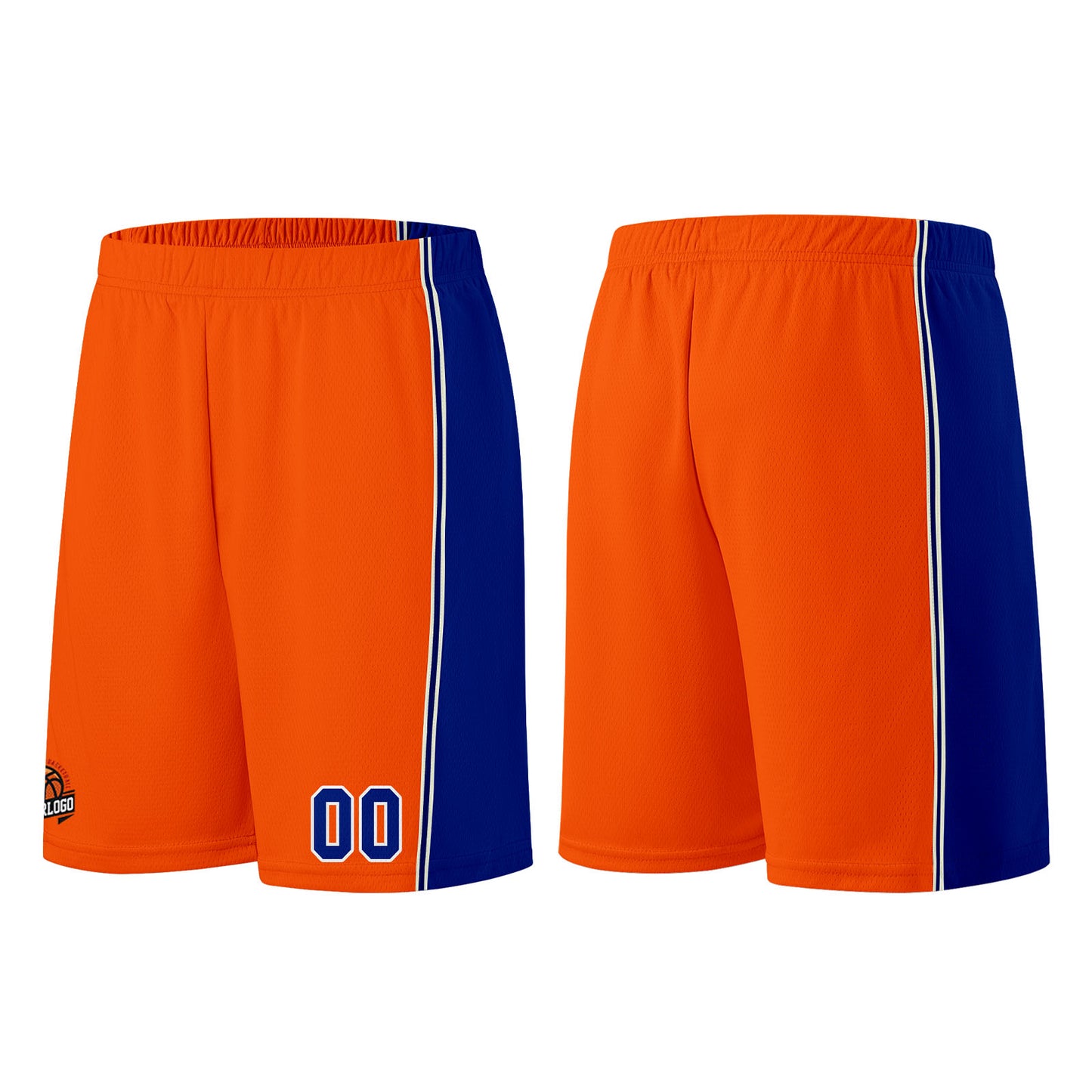 Individuelle Orange-Königliche Basketball Jersey Shorts für Männer und Frauen Gestickter und gedruckter Name, Nummer und Logo