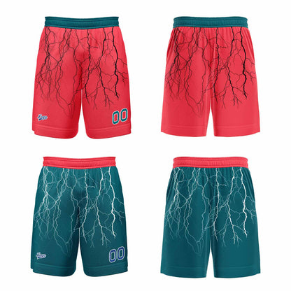 Benutzerdefinierte Rot Mitternachtsgrün Reversible Basketball Jersey Personalisierte Print Name Nummer Logo