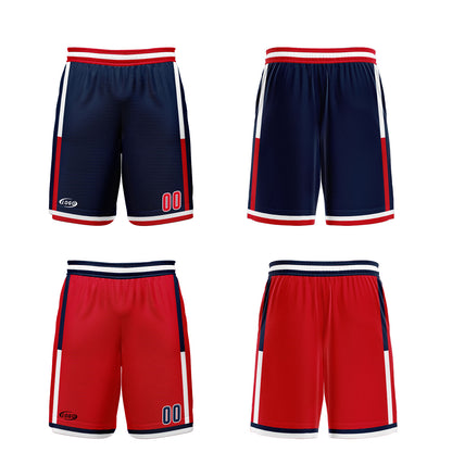 Benutzerdefinierte Marineblau Rot Reversible Basketball Jersey Personalisierte Drucken Name Nummer Logo