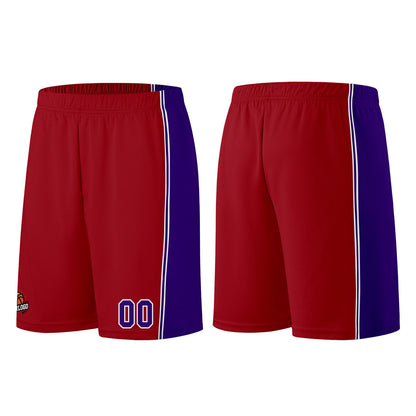 Individuelle Burgund Lila Basketball Jersey Shorts für Männer und Frauen Gestickter und gedruckter Name, Nummer und Logo
