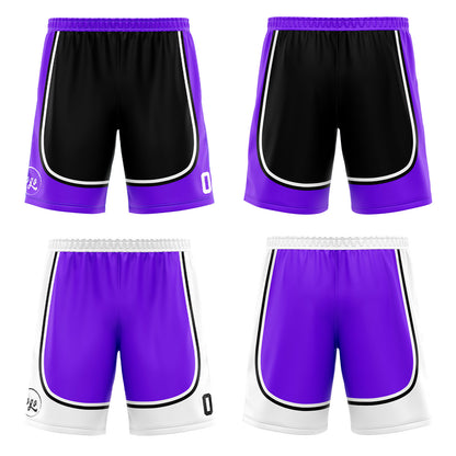 Benutzerdefinierte Schwarz Lila Reversible Basketball Jersey Personalisierte Print Name Nummer Logo