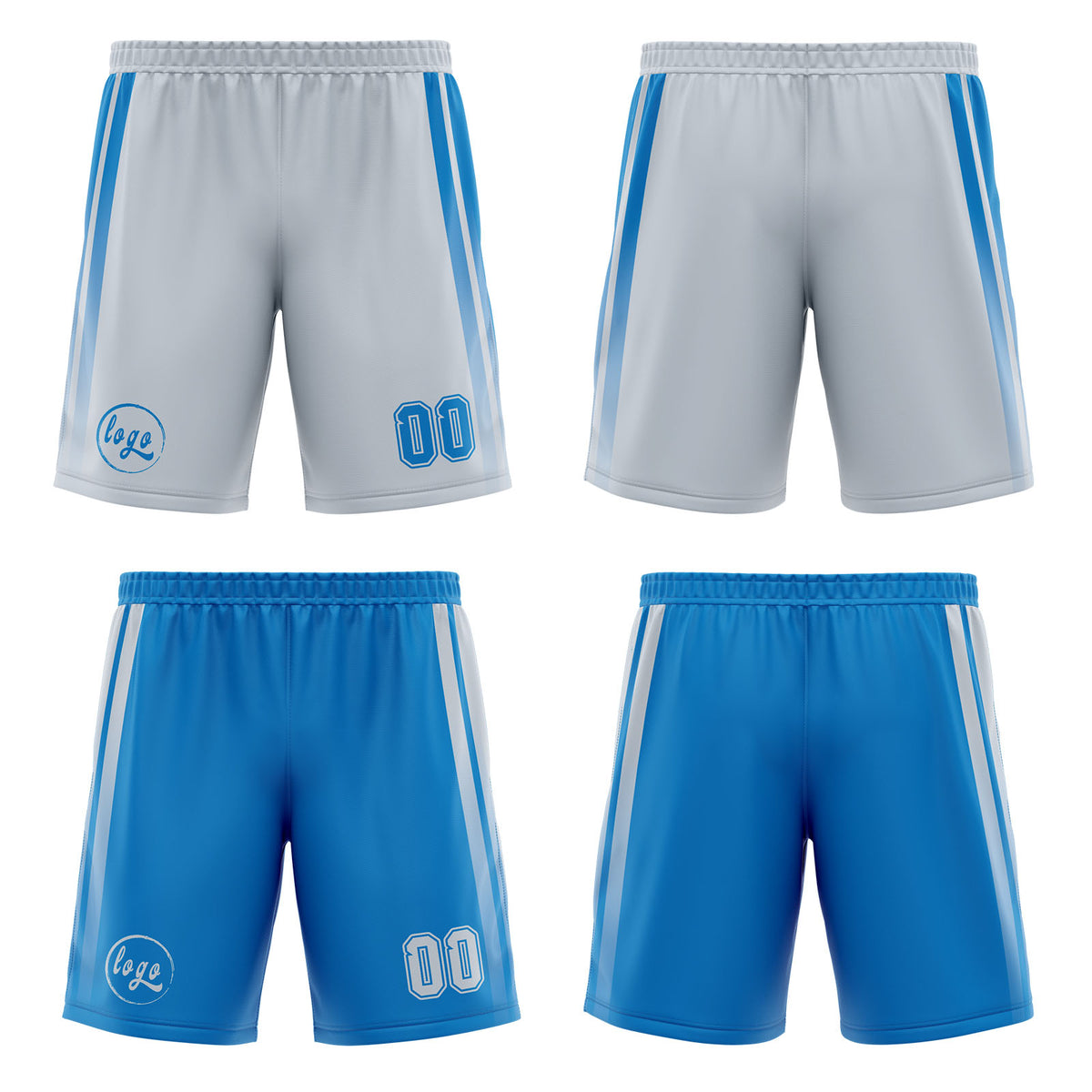 Benutzerdefinierte Blau Grau Reversible Basketball Jersey Personalisierte Print Name Nummer Logo